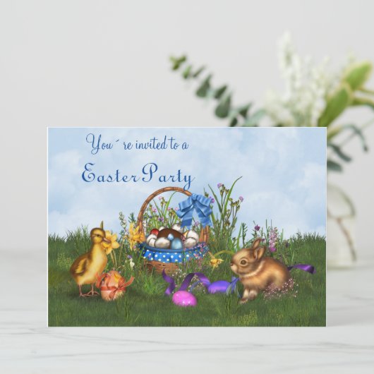 Invitation Lapin de Pâques (Debout devant)
