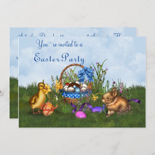 Invitation Lapin de Pâques (Devant / Derrière)