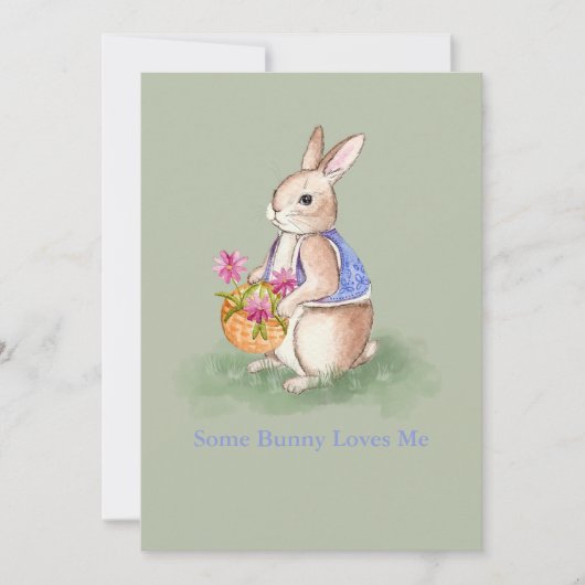 Invitation Lapin de Pâques aquarelle (Devant)