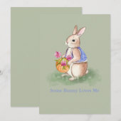Invitation Lapin de Pâques aquarelle (Devant / Derrière)