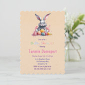 Invitation Lapin de Pâques avec Baby shower d'Oeufs d'Aquarel (Debout devant)