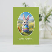 Invitation Lapin de Pâques avec œuf, ovale - (Debout devant)