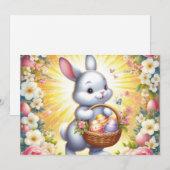 Invitation lapin de pâques avec un panier (Devant / Derrière)