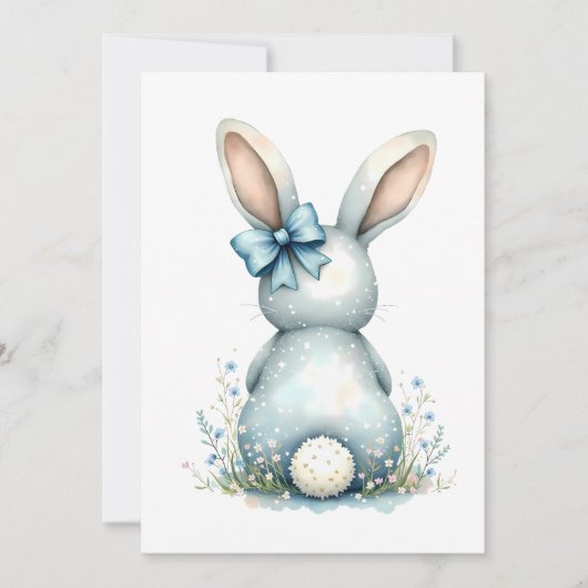 Invitation Lapin de Pâques Blue Bunny Queue Cottontail avec Œ (Devant)