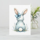 Invitation Lapin de Pâques Blue Bunny Queue Cottontail avec Œ (Debout devant)