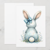 Invitation Lapin de Pâques Blue Bunny Queue de Cottontail ave (Devant / Derrière)