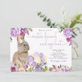 Invitation Lapin de Pâques, brunch de Pâques fleuri et chasse (Debout devant)