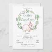 Invitation Lapin de Pâques Couronne Florale Sauge  (Devant)