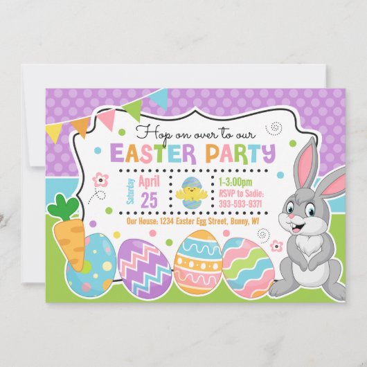 Invitation Lapin de Pâques Enfants (Devant)