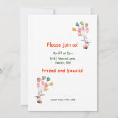 Invitation Lapin de Pâques et Fête de Ballons (Dos)