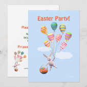 Invitation Lapin de Pâques et Fête de Ballons (Devant / Derrière)