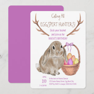 Invitation Lapin de Pâques et œufs Chasse d'anniversaire pour