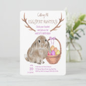 Invitation Lapin de Pâques et Oeufs Chasseurs d'Eggspert Anni (Debout devant)