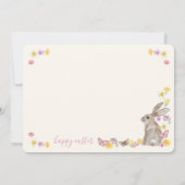 Invitation Lapin de Pâques et Papillon Dainty Brunch floral (Dos)