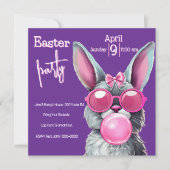 Invitation Lapin de Pâques Fête qui souffle des bulles (Devant)