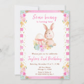 Invitation Lapin de Pâques Floral Anniversaire (Devant)