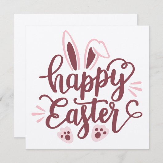 Invitation Lapin de Pâques – Joyeuse Fête Printani (Devant / Derrière)