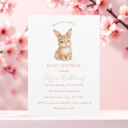 Invitation Lapin de Pâques Mignon Bébé Fait D'aquarelle