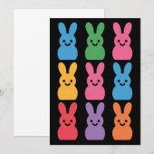 Invitation Lapin de Pâques Œufs Carreaux Léopard (Devant / Derrière)