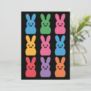 Invitation Lapin de Pâques Œufs Carreaux Léopard