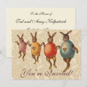 Invitation Lapin de Pâques Œufs Dansants (Devant / Derrière)