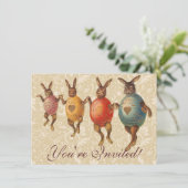 Invitation Lapin de Pâques Œufs Dansants (Debout devant)