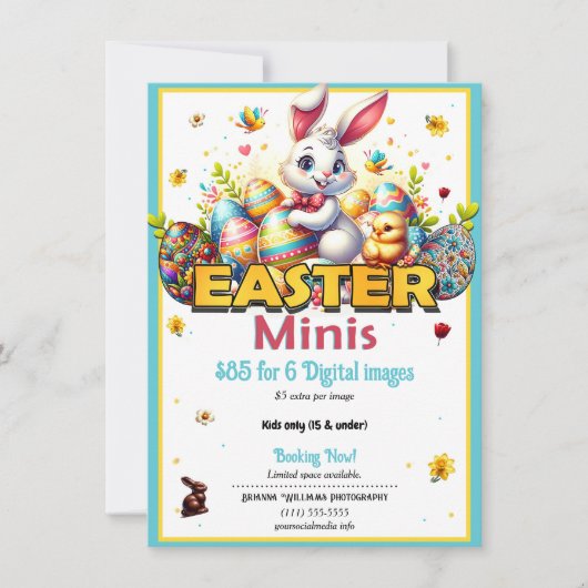 Invitation Lapin de Pâques & Œufs Mini Flyer pour Séances de (Devant)