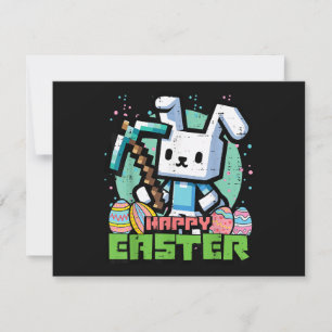 Invitation Lapin de Pâques Pixel Game Joyeux 