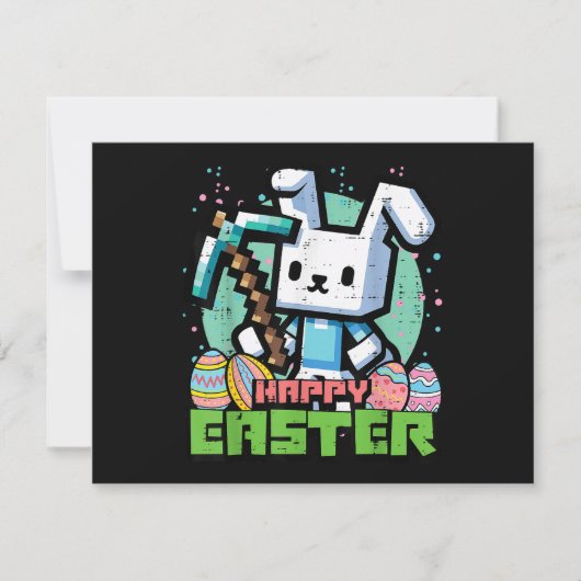 Invitation Lapin de Pâques Pixel Game Joyeux  (Devant)