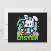 Invitation Lapin de Pâques Pixel Game Joyeux  (Dos)