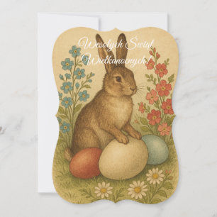Invitation Lapin de Pâques polonais Wesolych Swiat