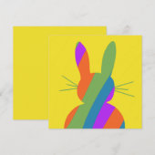 Invitation Lapin de Pâques rayé arc-en-ciel (Devant / Derrière)