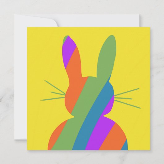 Invitation Lapin de Pâques rayé arc-en-ciel (Devant)