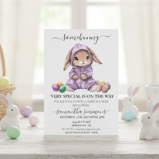 Invitation Lapin de Pâques Somebunny Spécial Baby Shower 