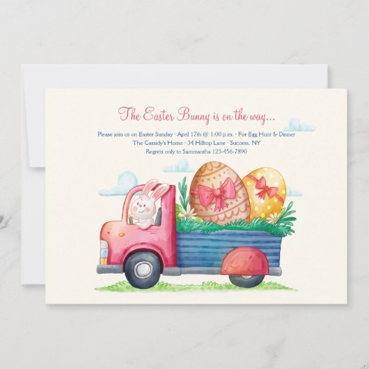 Invitation Lapin De Pâques Sur Son Chemin (Devant)