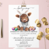 Invitation Lapin de Pâques Vache Highland Fête bébé