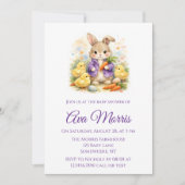 Invitation Lapin de Pâques Veste Violette Baby Shower (Devant)
