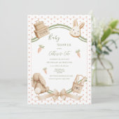 Invitation Lapin de Pâques vintage pour bébé (Debout devant)