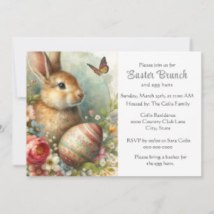 Invitation Lapin de Pâques vintage pour brunch de fête