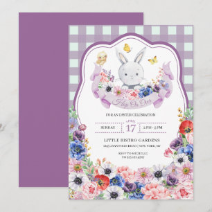 Invitation Lapin de Pâques Violet Chasse aux œufs de Pâques d