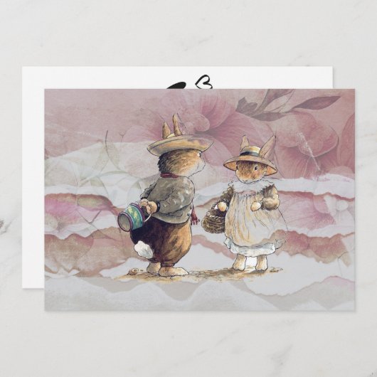 Invitation lapin de peter en papier déchiré (Devant / Derrière)