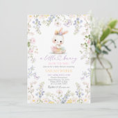 Invitation Lapin de printemps éditable Baby Shower Fille (Debout devant)