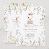 Invitation Lapin de printemps éditable Baby Shower Fille (Devant / Derrière)