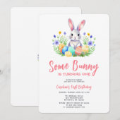 Invitation Lapin de printemps Lapin de Pâques Premier anniver (Devant / Derrière)