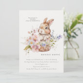 Invitation Lapin de printemps | Pâques | Chasse aux œufs | Bé (Debout devant)