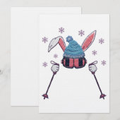 Invitation Lapin de ski en fausse laine humour d'hiver (Devant / Derrière)