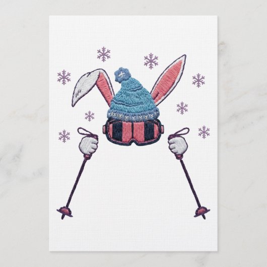 Invitation Lapin de ski en fausse laine humour d'hiver (Devant)