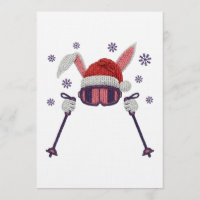 Lapin de ski en faux fil avec chapeau de Père Noël