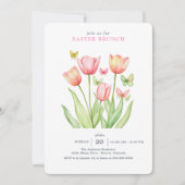 Invitation Lapin de tulipes aquarelles roses (Devant)