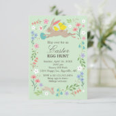 Invitation Lapin d'invitation de Pâques avec des poules (Debout devant)